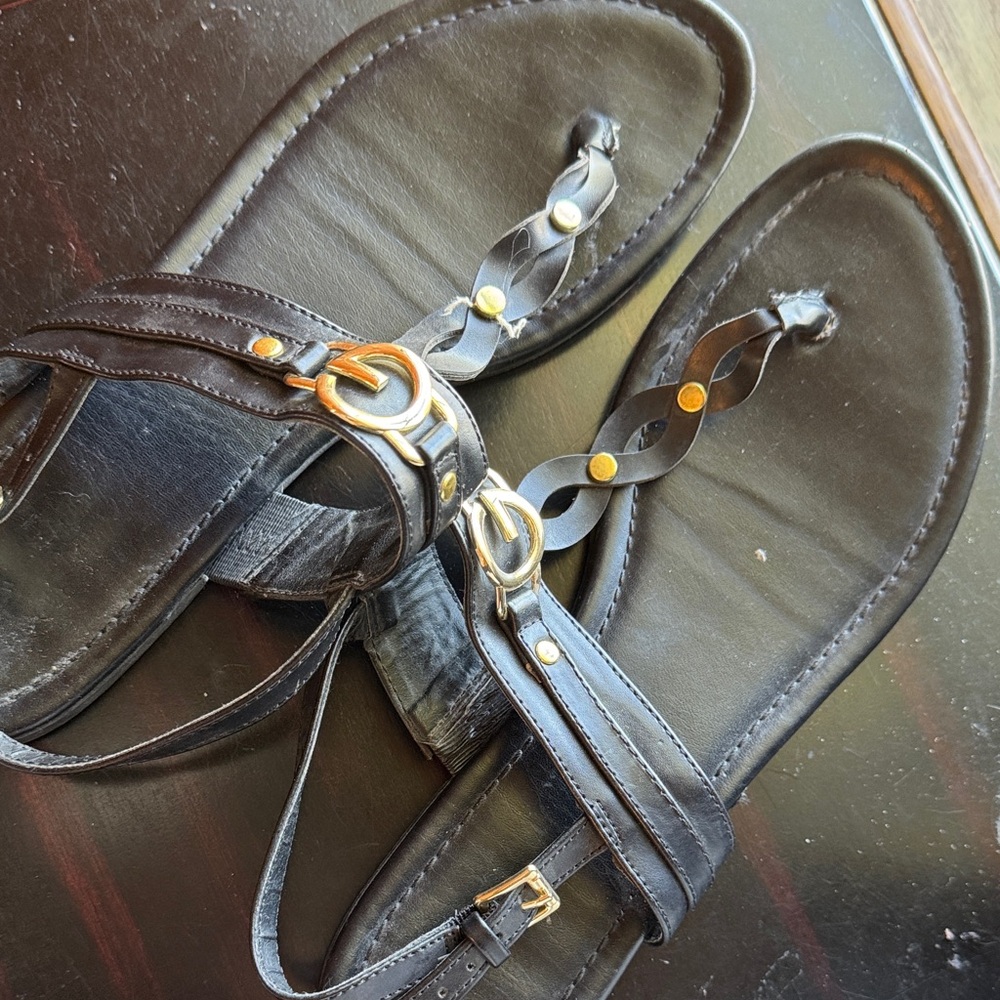 Guess Black and Gold Sandals